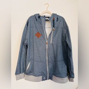 Ski The East Men's Full Zip Fleece Hoodie Blue Gray XL Hooded Logo Drawstring